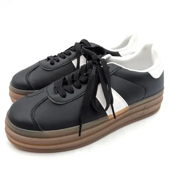London Rag Knockout Faux Leather Sneakers Shoes Women's Black Size US8 EU39 - Picture 11 of 16